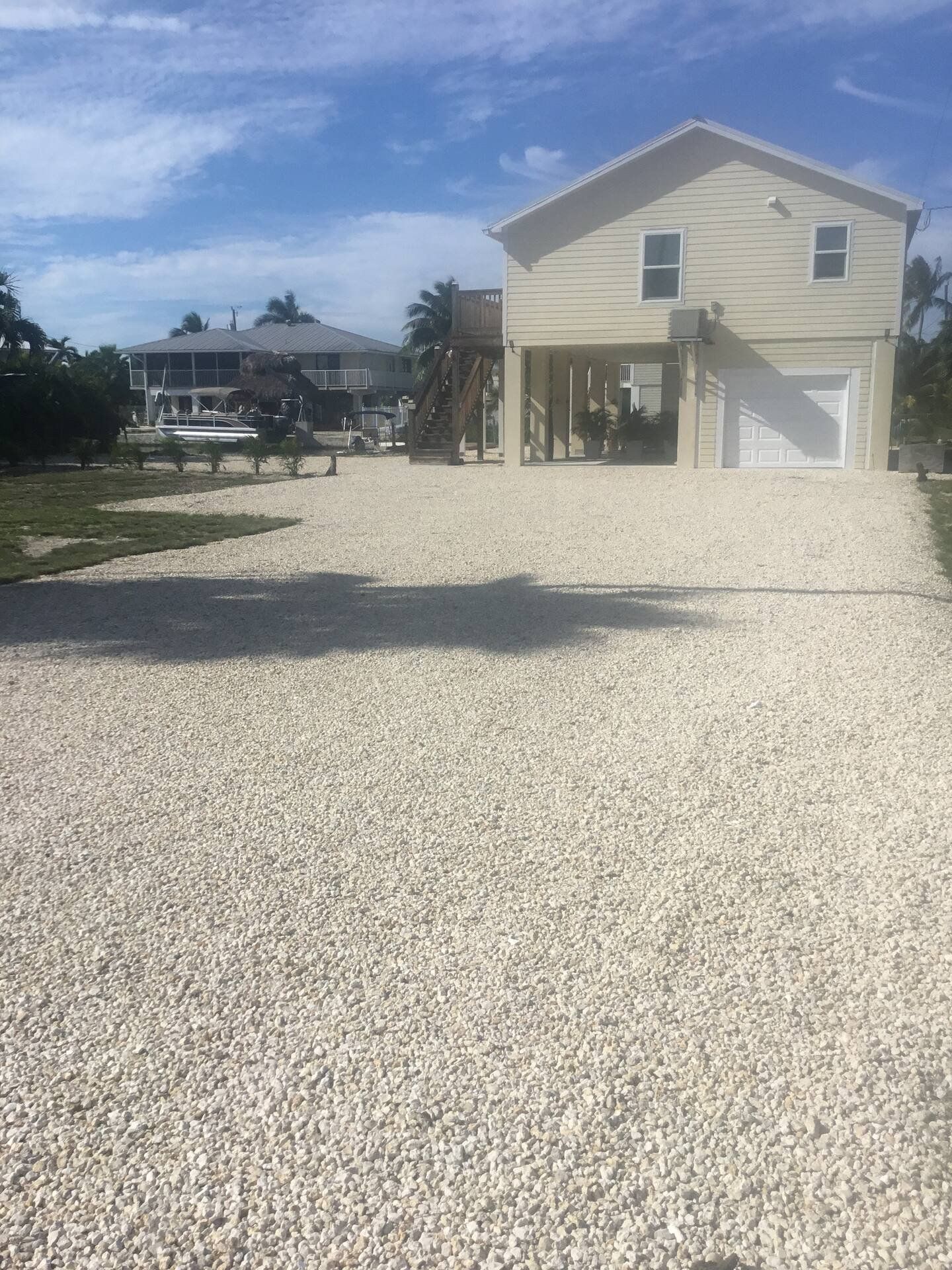 The front of the house from the gravel drive