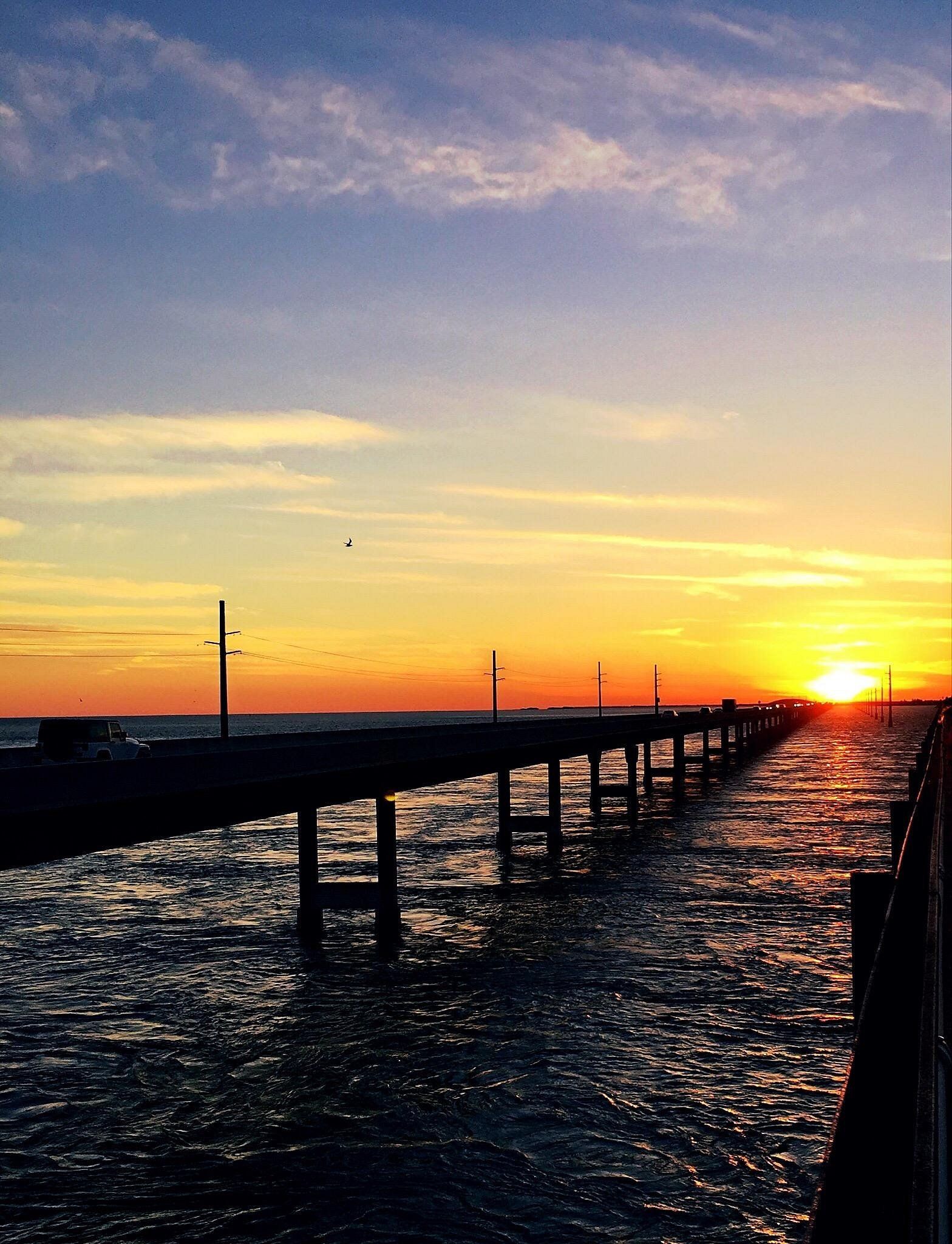 Sunset over the old Seven Mile Bridge